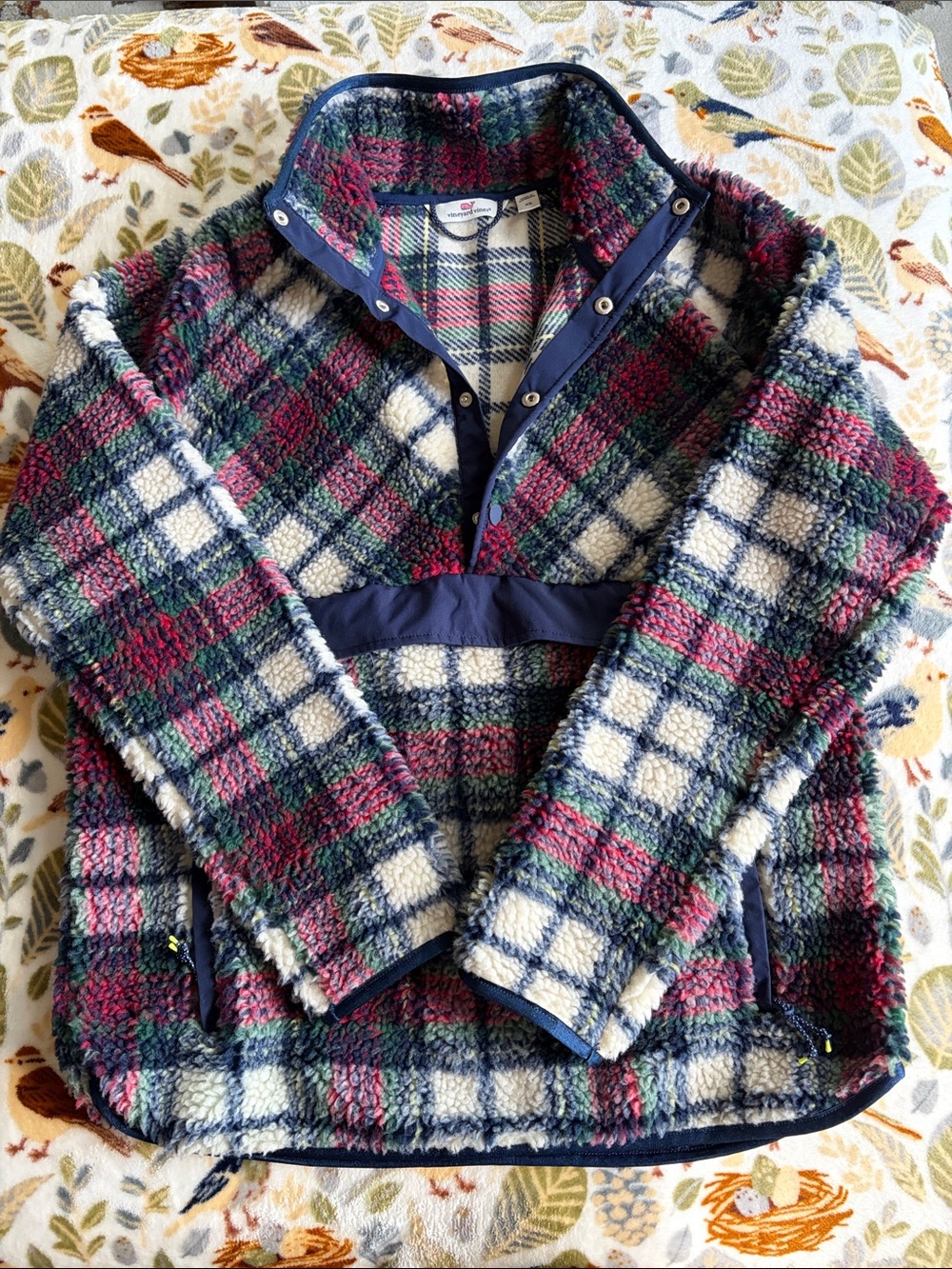 Vineyard Vines Plaid Sherpa Jacket in Red, Green, Navy